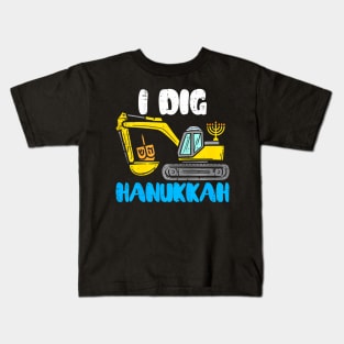 I Dig Hanukkah Excavator Construction Toddler Hanukkah Kids T-Shirt